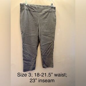 Chico’s So Slimming Black & White Gingham Check Crop Pants Sz 3